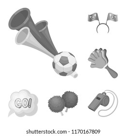 Fan and Attributes monochrome icons in set collection for design. Sports Fan vector symbol stock web illustration.
