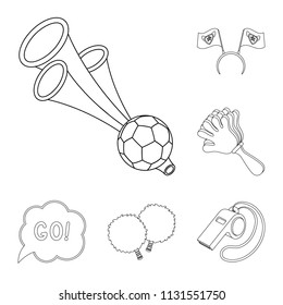 Fan and Attributes outline icons in set collection for design. Sports Fan vector symbol stock web illustration.