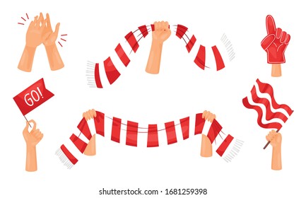 Fan Attributes and Symbols with Scarf and Flag Vector Set