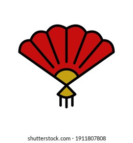 Fan Bamboo Icon Symbol Illustration. Traditional Fan Logo Vector
