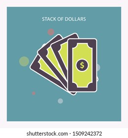 Fan of banknotes vector. Bill money currency, finance dollar illustration