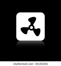 Fan - black vector icon on the white button
