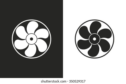 Fan  -  black and white icons. Vector illustration
