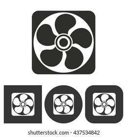 Fan - black and white icons. Vector illustration.