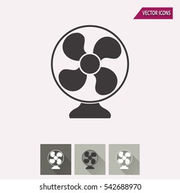 Fan - black and white icons. Vector illustration.