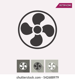 Fan - black and white icons. Vector illustration.