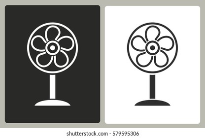 Fan - black and white icons. Vector illustration.