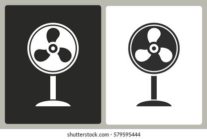 Fan - black and white icons. Vector illustration.