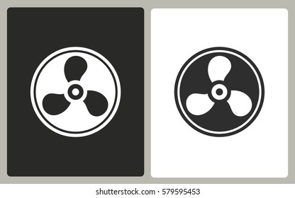 Fan - black and white icons. Vector illustration.