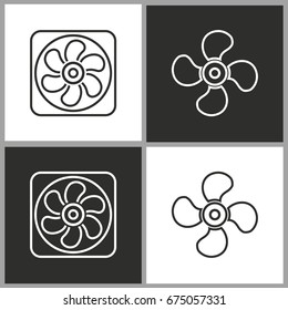 Fan - black and white vector icons for graphic and web design.