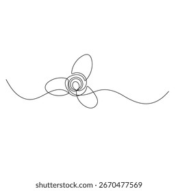 Lüfterflügel   Symbol   durchgehende einzeilige Skizze der Umrissvektorgrafik 