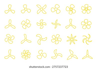 Fan Blade Line Icon Set – Minimal Clean Outline Ventilation Propeller Symbols Collection