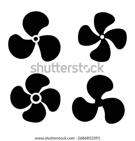 Fan Blade and Propeller Silhouette Vector Set. A collection of ventilation and air flow vector icons.