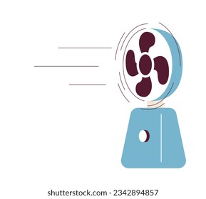 Fan blowing semi flat colour vector object. Summer heat fan. Electric propeller ventilator. Editable cartoon clip art icon on white background. Simple spot illustration for web graphic design