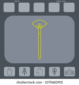 fan brush for make-up line vector icon  on a gray cine-film background. Flat design style.