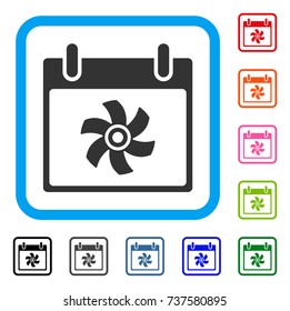 Fan Calendar Day icon. Flat gray pictogram symbol in a light blue rounded square. Black, gray, green, blue, red, orange color variants of Fan Calendar Day vector.