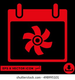 Fan Calendar Day icon. Vector EPS illustration style is flat iconic symbol, red color.