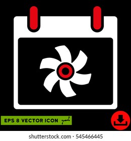 Fan Calendar Day icon. Vector EPS illustration style is flat iconic bicolor symbol, red and white colors.