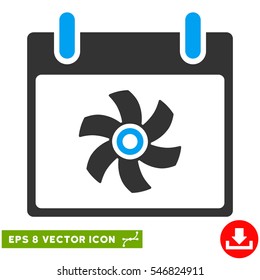 Fan Calendar Day icon. Vector EPS illustration style is flat iconic bicolor symbol, blue and gray colors.