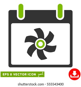 Fan Calendar Day icon. Vector EPS illustration style is flat iconic bicolor symbol, eco green and gray colors.
