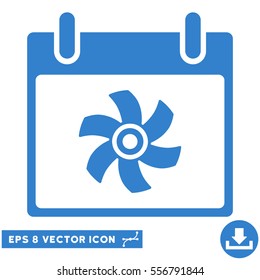 Fan Calendar Day icon. Vector EPS illustration style is flat iconic symbol, cobalt color.