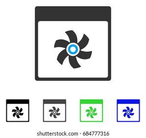 Fan Calendar Page flat vector icon. Colored fan calendar page gray, black, blue, green icon variants. Flat icon style for graphic design.