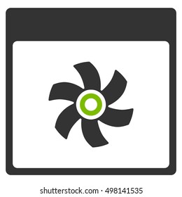 Fan Calendar Page vector pictogram. Style is flat graphic bicolor symbol, eco green and gray colors, white background.