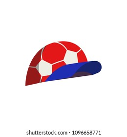 fan cap with a ball illustration. Element of fans accessory for mobile concept and web apps. Colored in Russian national flag fan cap with a ball flat for web and mobile on white background