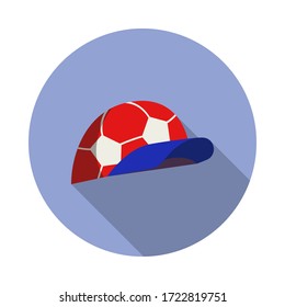 fan cap with a ball long shadow icon. Simple color vector of Russian fan atributs icons for ui and ux, website or mobile application