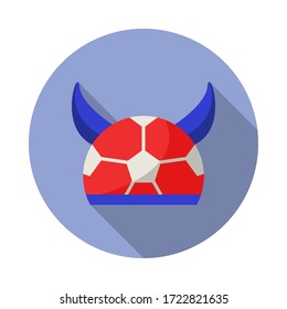 fan cap with horns long shadow icon. Simple color vector of Russian fan atributs icons for ui and ux, website or mobile application