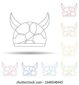 Fan cap with horns in multi color style icon. Simple thin line, outline vector of russian fan atributs icons for ui and ux, website or mobile application