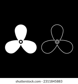 Fan car problem warning cooler set icon white color vector illustration image solid fill outline contour line thin flat style