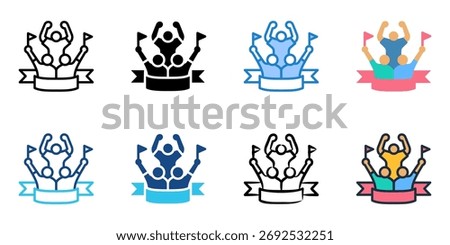 Fan cheering icon set multiple style collection 
