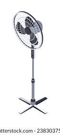 Fan, climate control equipment, home appliances. Vector isometric illustration. Isolated object on white background