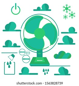 Fan Cloud Power Flat illustration