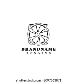 logotipo del ordenador ventilador caricatura plantilla de diseño negro vector aislado