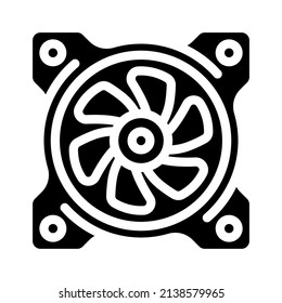 fan computer part glyph icon vector. fan computer part sign. isolated contour symbol black illustration