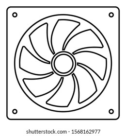 Fan for computer processor Cooler CPU cooling system Ventilator icon outline black color vector illustration flat style image