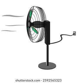 The fan is connected to power