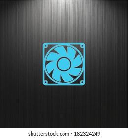 Fan, cpu cooler, icon isolated on a dark background for your design