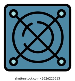 Fan cpu cooler icon. Outline fan cpu cooler vector icon color flat isolated