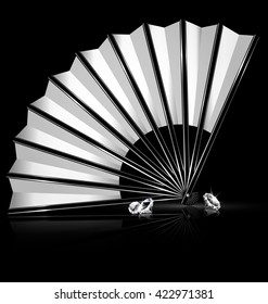 fan and crystals