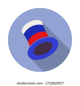 fan cylinder hat long shadow icon. Simple color vector of Russian fan atributs icons for ui and ux, website or mobile application