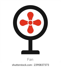 Concepto de icono de ventilador y escritorio
