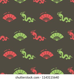 Fan and dragon pattern
