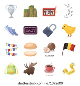 Fan, education, food and other web icon in cartoon style.Detective, Animals, Country icons in set collection.