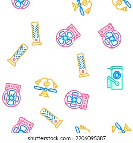 Fan Electronic Cooling Device vector seamless pattern thin line illustration