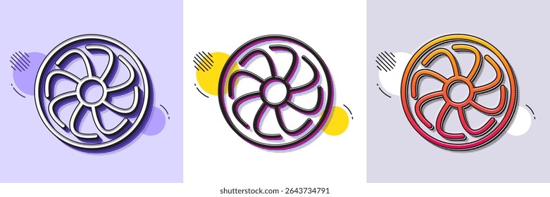 Fan engine line icon. Halftone dotted pattern. Gradient icon with grain shadow. Jet turbine sign. Ventilator symbol. Line fan engine icon. Various designs. Vector