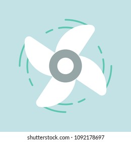 Fan engine spinning icon, flat design vector