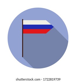 fan flag long shadow icon. Simple color vector of Russian fan atributs icons for ui and ux, website or mobile application